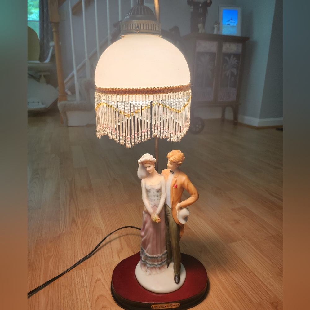 The Crosa Collection Vintage Art Deco Lamp, The Romantic Couple 25 inches